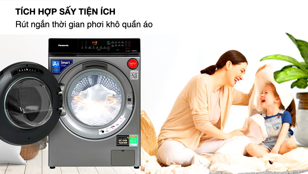 Máy giặt sấy Panasonic Inverter 10.5/2 kg NA-V105FC1LV
