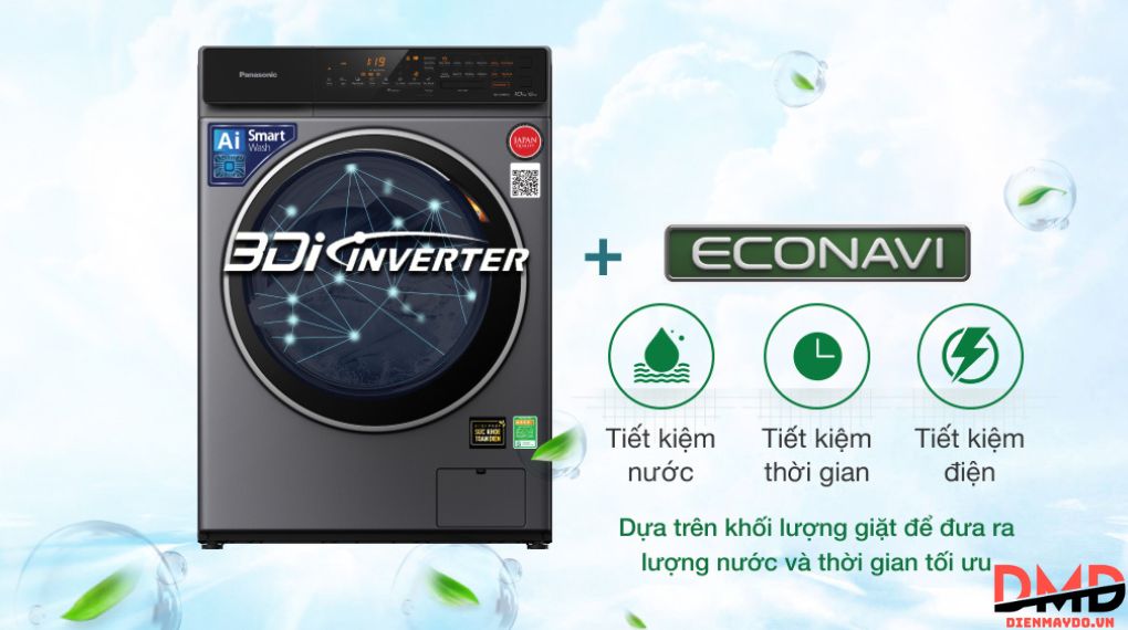 Máy giặt sấy Panasonic Inverter 10/6 kg NA-S106FC1LV