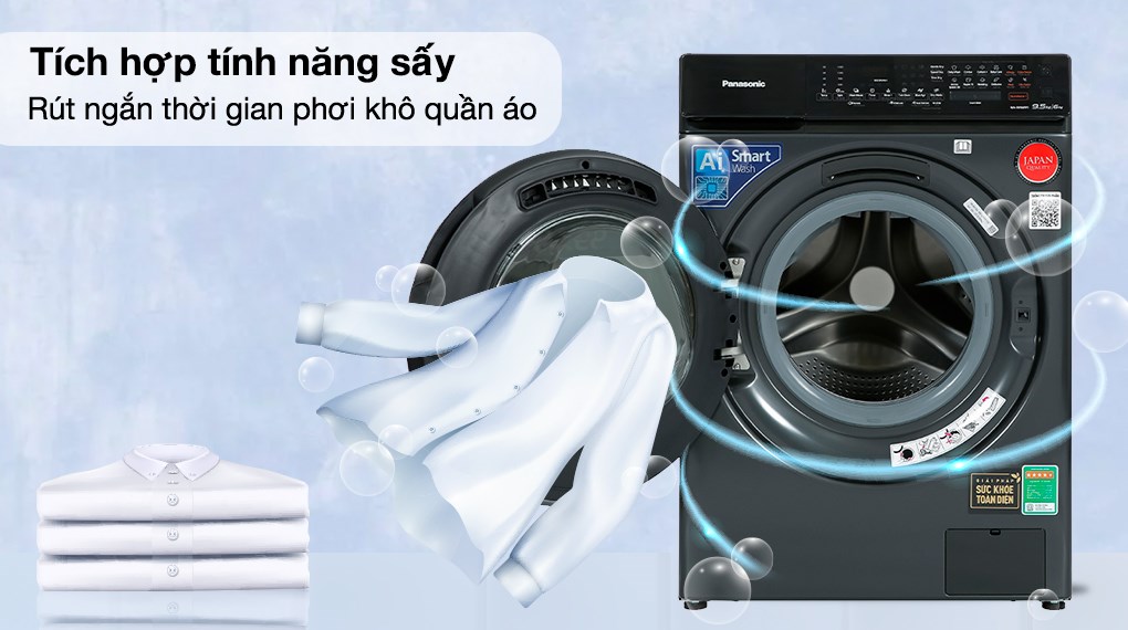 Máy giặt sấy Panasonic Inverter 9.5/6 kg NA-S956FR1BV