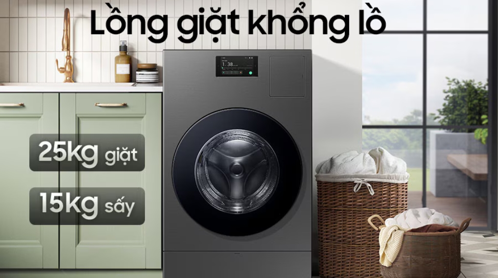 Máy giặt sấy Samsung Heatpump 25/15 kg WD25DB8995BZSV