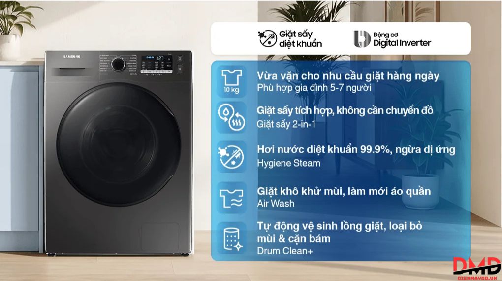Máy giặt sấy Samsung Inverter 10/6 kg WD10HG4U04BBSV