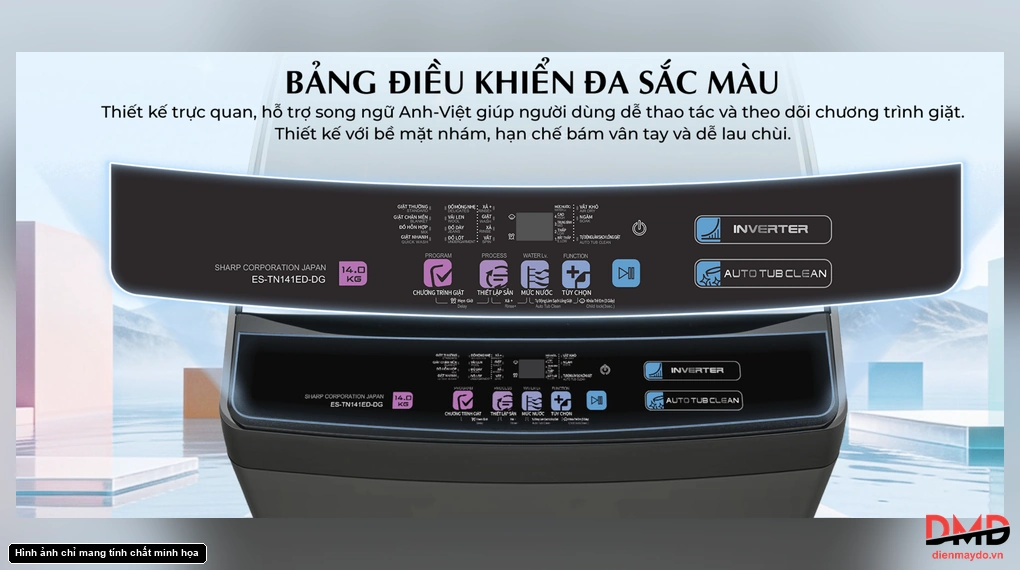 Máy giặt Sharp Inverter 14 kg ES-TN141ED-DG