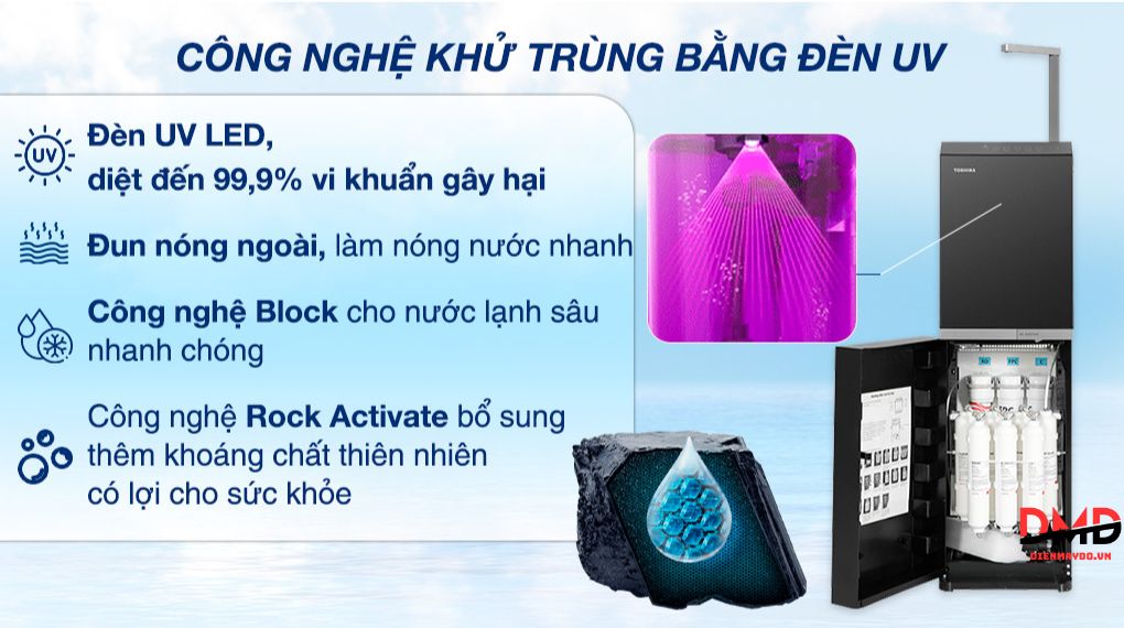 Máy lọc nước RO nóng lạnh Hydrogen Toshiba TWP-W2396SVN(M) 10 lõi