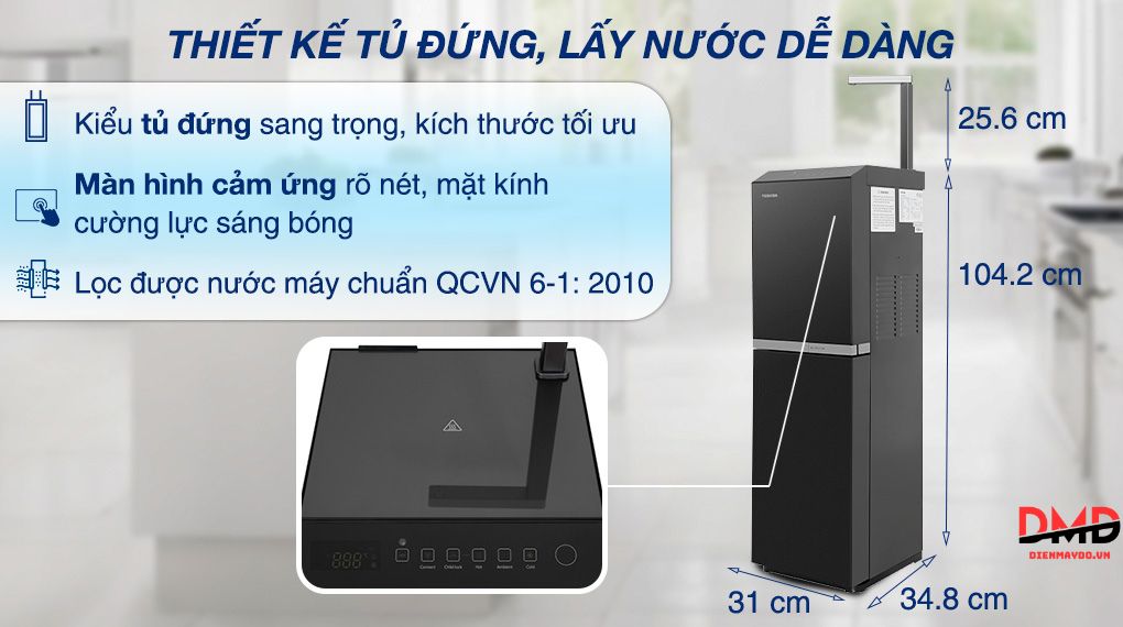 Máy lọc nước RO nóng lạnh Hydrogen Toshiba TWP-W2396SVN(M) 10 lõi