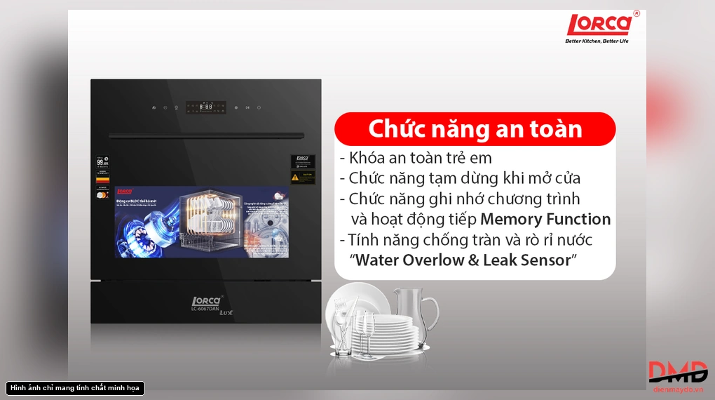 Máy rửa bát 8 bộ Lorca LC 6067DAN LUX