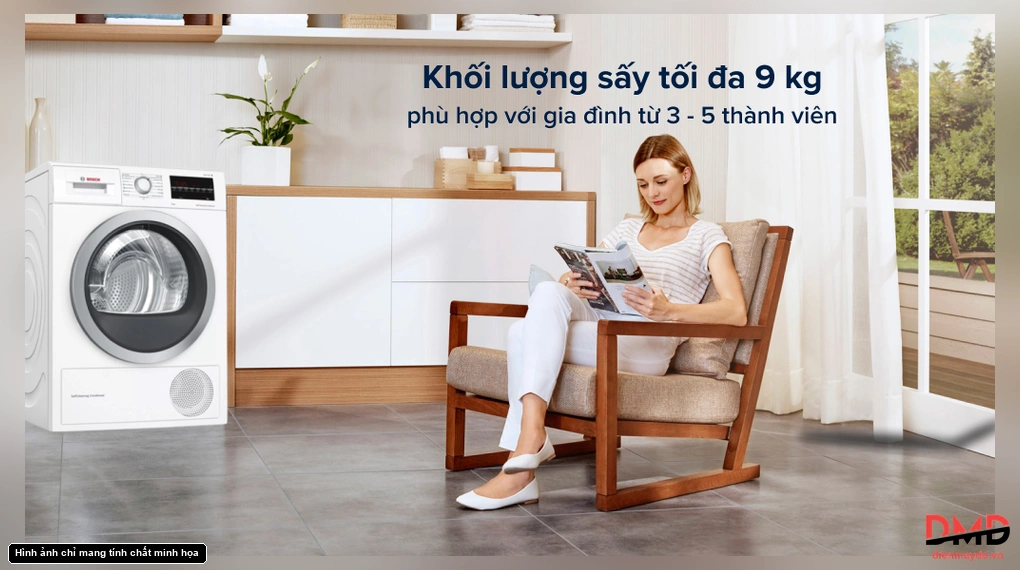 Máy sấy bơm nhiệt Bosch 9 kg WQG24200SG