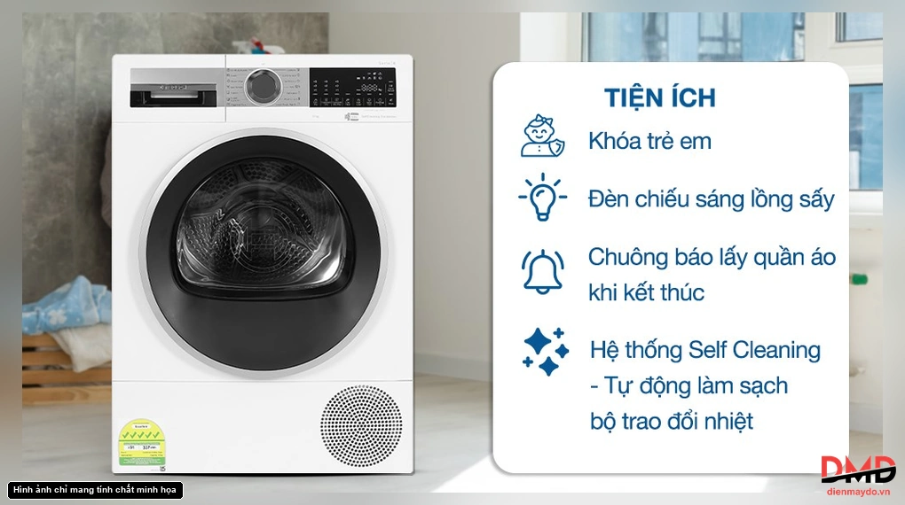 Máy sấy bơm nhiệt Bosch 9 kg WQG24570SG