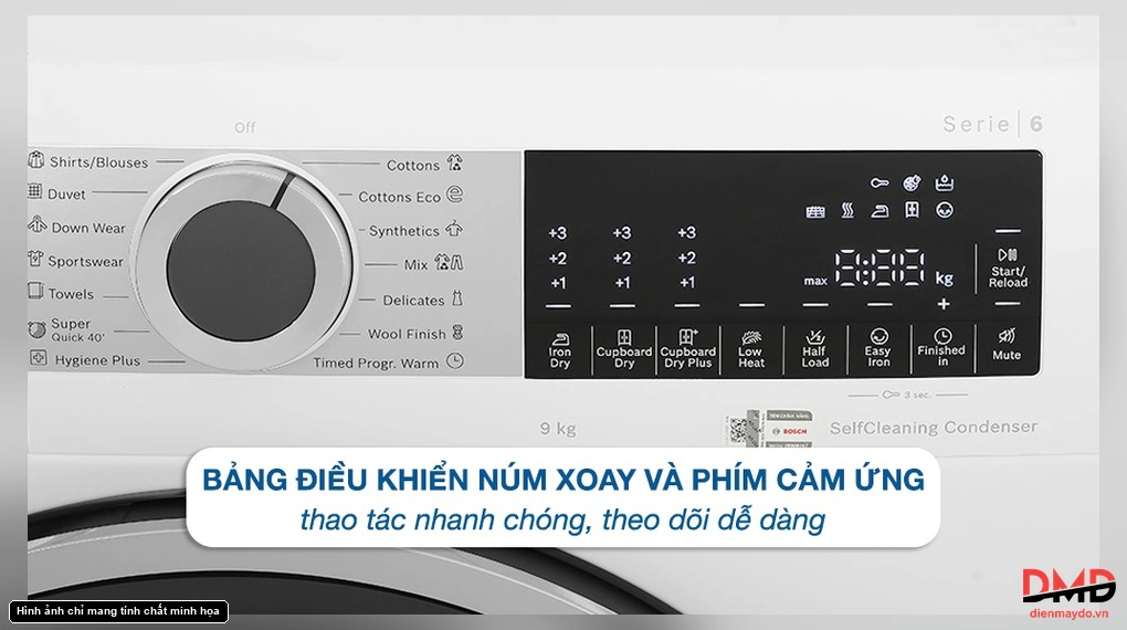 Máy sấy bơm nhiệt Bosch 9 kg WQG24570SG