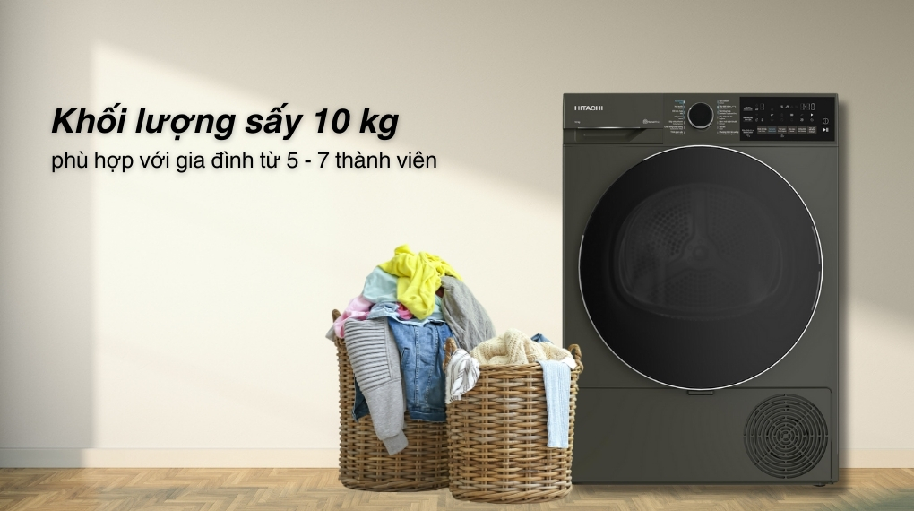 Máy sấy bơm nhiệt Hitachi 10 kg TD-100XFVEM