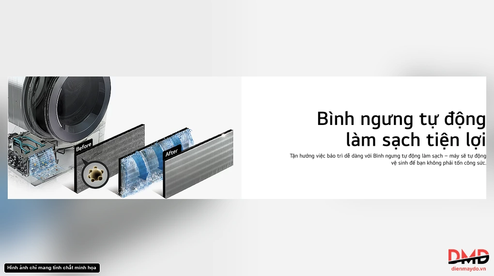Máy sấy bơm nhiệt LG Inverter 9 kg RB09NHP5O