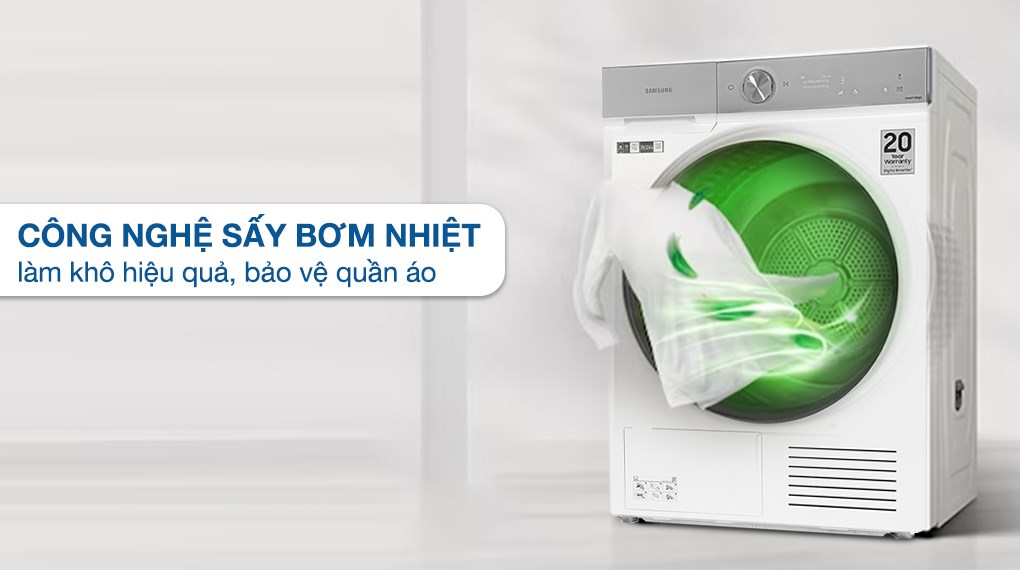 Máy sấy bơm nhiệt Samsung 9 kg DV90BB9440GH/SV