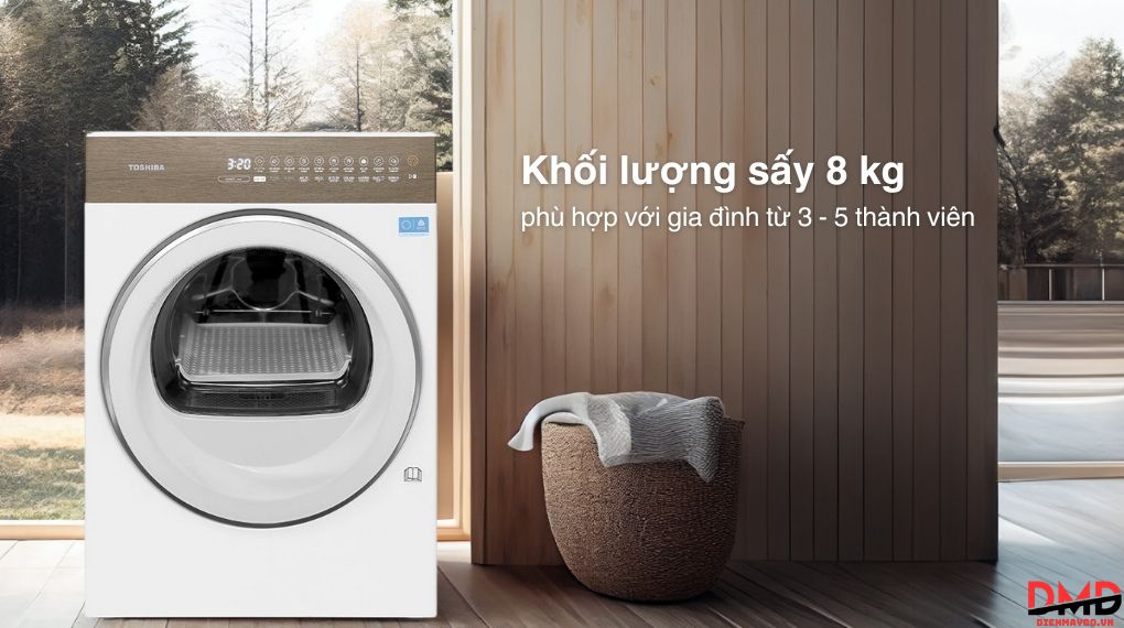 Máy sấy bơm nhiệt Toshiba 8 kg TD-T37BS90HWV(WT)