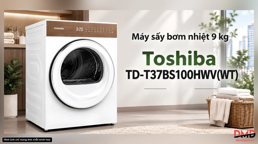 Máy sấy bơm nhiệt Toshiba 9 kg TD-T37BS100HWV(WT)