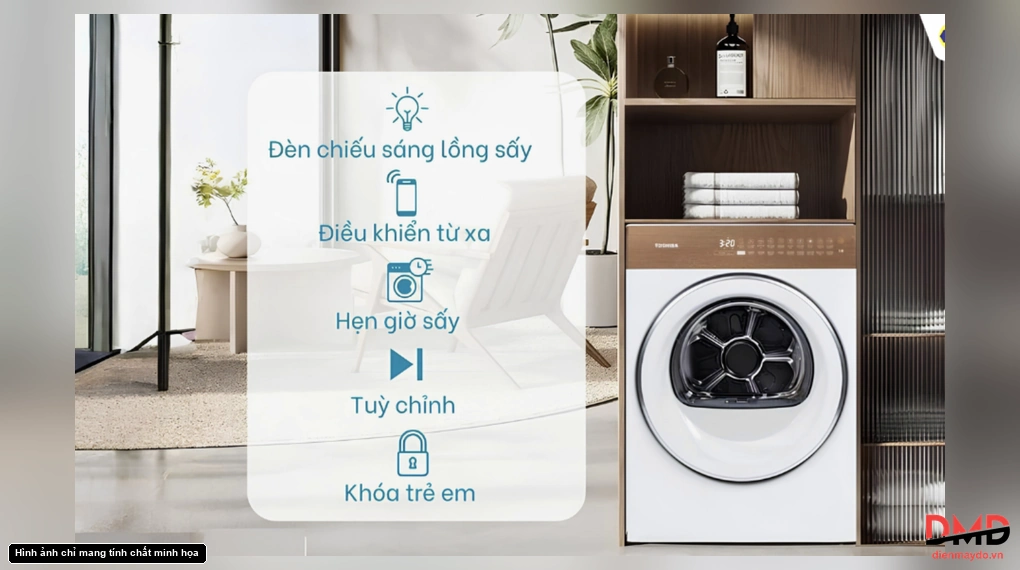 Máy sấy bơm nhiệt Toshiba 9 kg TD-T37BS100HWV(WT)