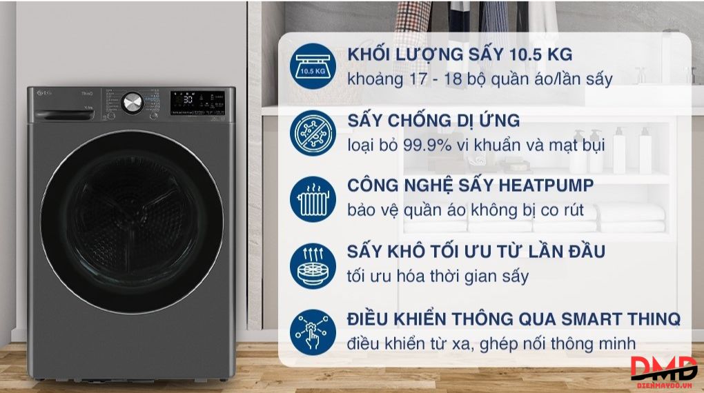 Máy sấy LG DVHP09B và DVHP50B khác nhau gì