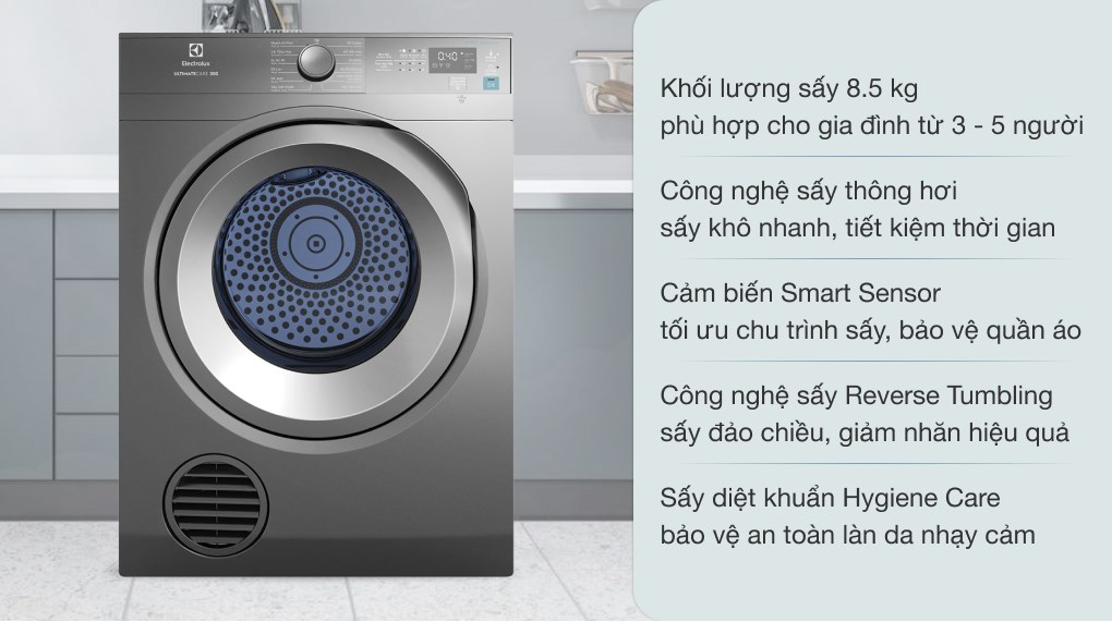 Máy sấy quần áo Electrolux 8.5 kg EDS854N3SB