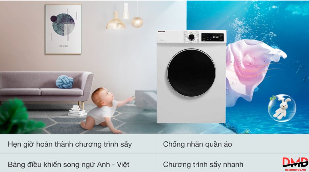 Máy sấy thông hơi 7 kg Toshiba TD-H80SEV(WK)