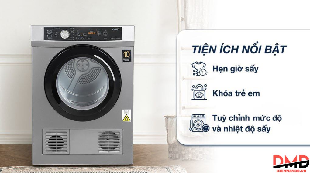 Máy sấy thông hơi Aqua 8 kg AQH-V800H.SS
