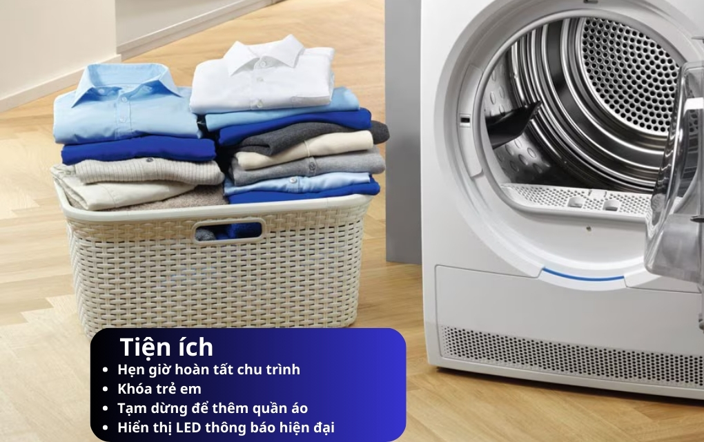 Máy sấy thông hơi Electrolux 9 kg EDV904H3WC