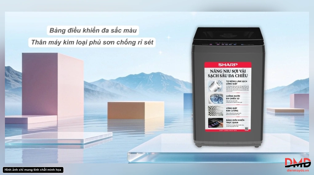 Máy giặt es TN121EN dg mau xam dam thiết kế hiện đại
