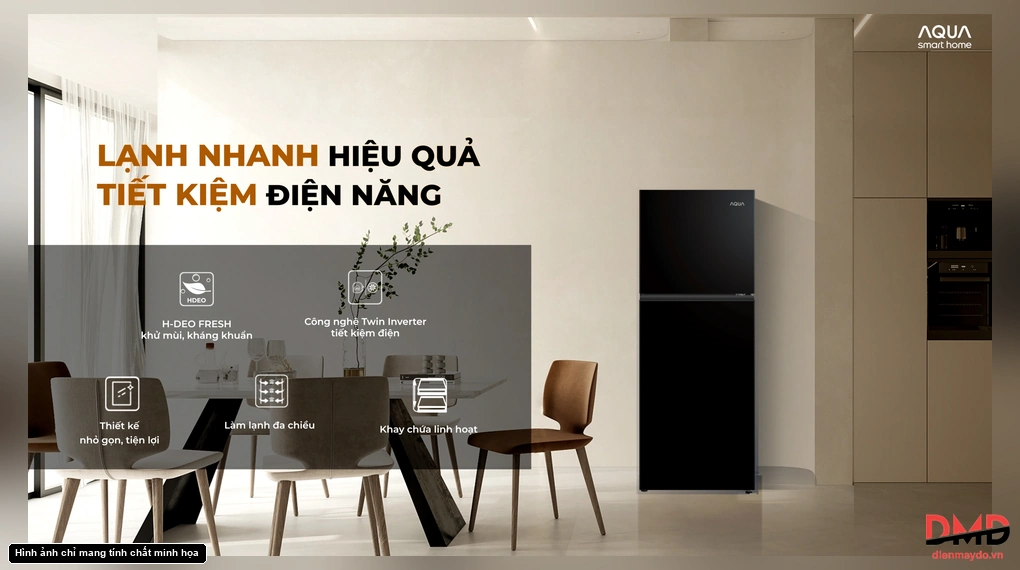 Tủ lạnh Aqua Inverter 189 lít AQR-T225FA(LB)