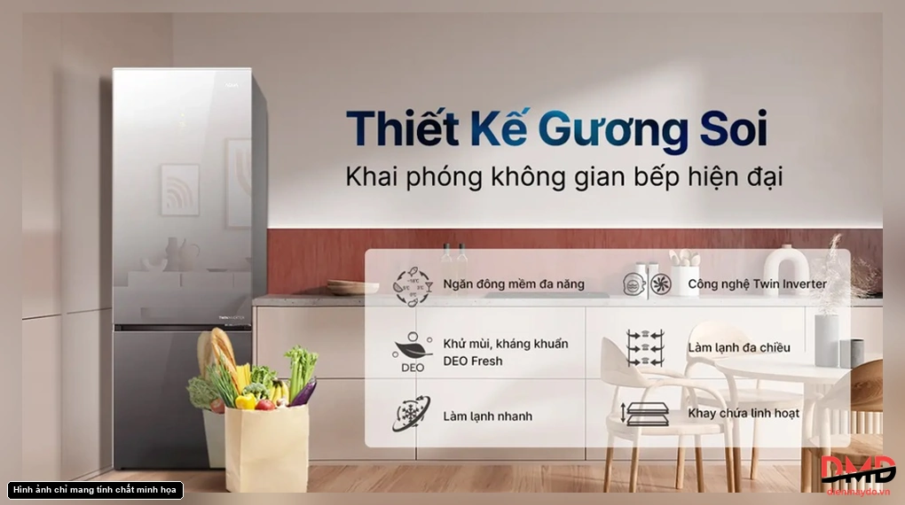 Tủ lạnh Aqua Inverter 292 lít AQR-B350MA(GM)