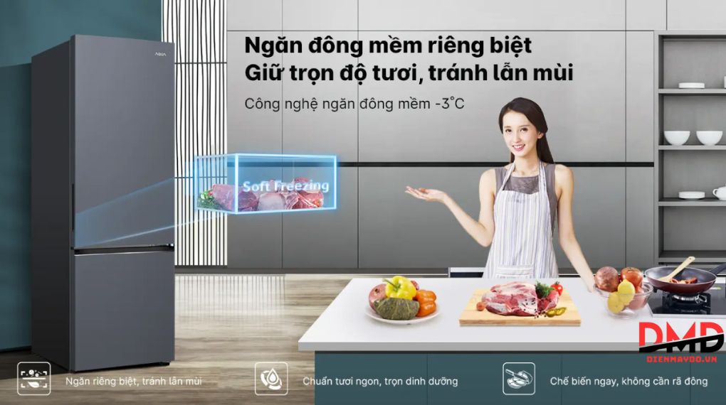 Tủ lạnh Aqua Inverter 324 lít AQR-B390MA(SLB)
