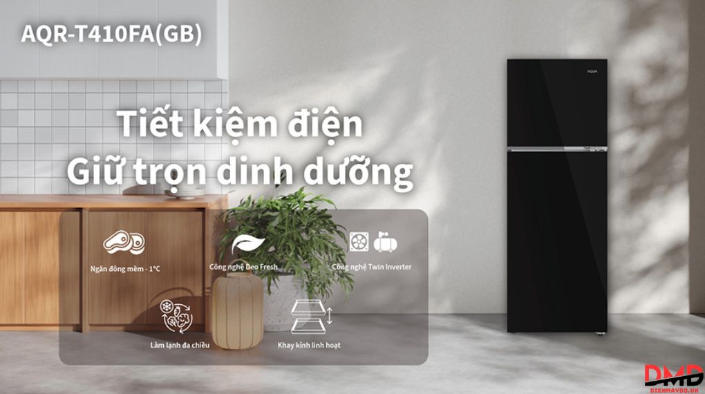 Tủ lạnh Aqua Inverter 358 lít AQR-T410FA(GB)