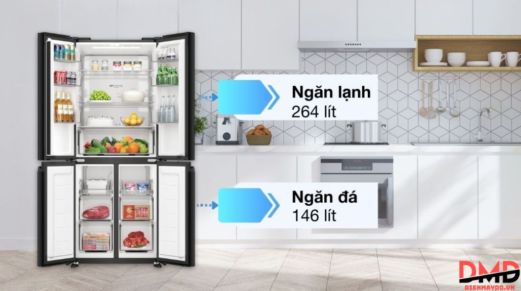 Tủ lạnh Aqua Inverter 410 lít Multi Door AQR-M466XA(CBC)