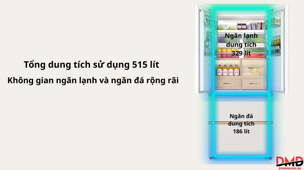 Tủ lạnh Aqua Inverter 515 lít Multi Door AQR-MA590XA(MC)U1