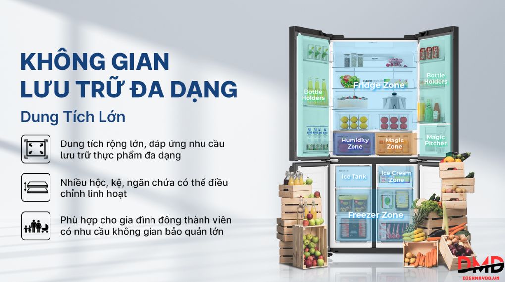 Tủ lạnh Aqua Inverter 522 lít Multi Door AQR-MA600XA(KGL)U1