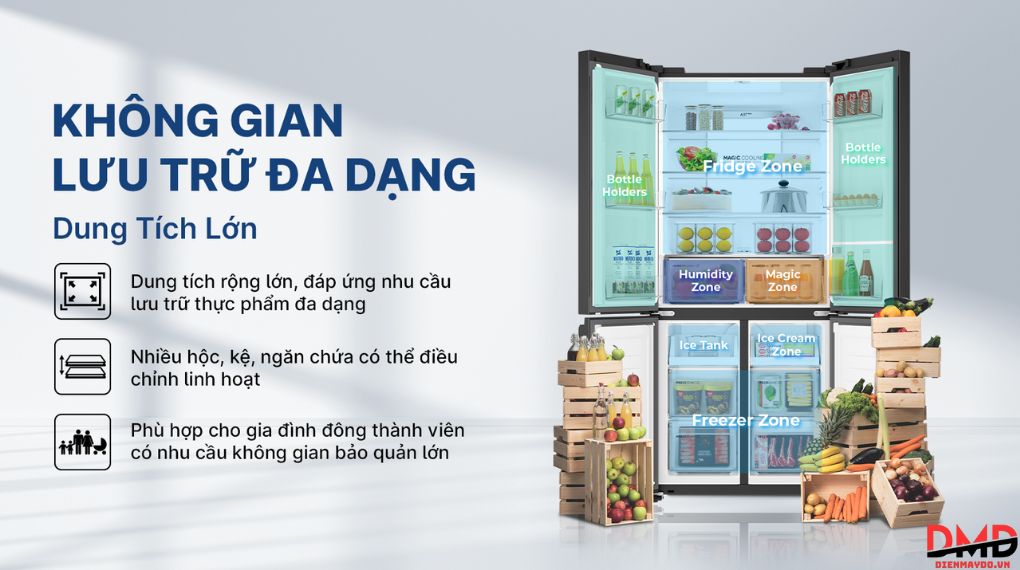 Tủ lạnh Aqua Inverter Multi Door 529 lít AQR-M600XA(GB)