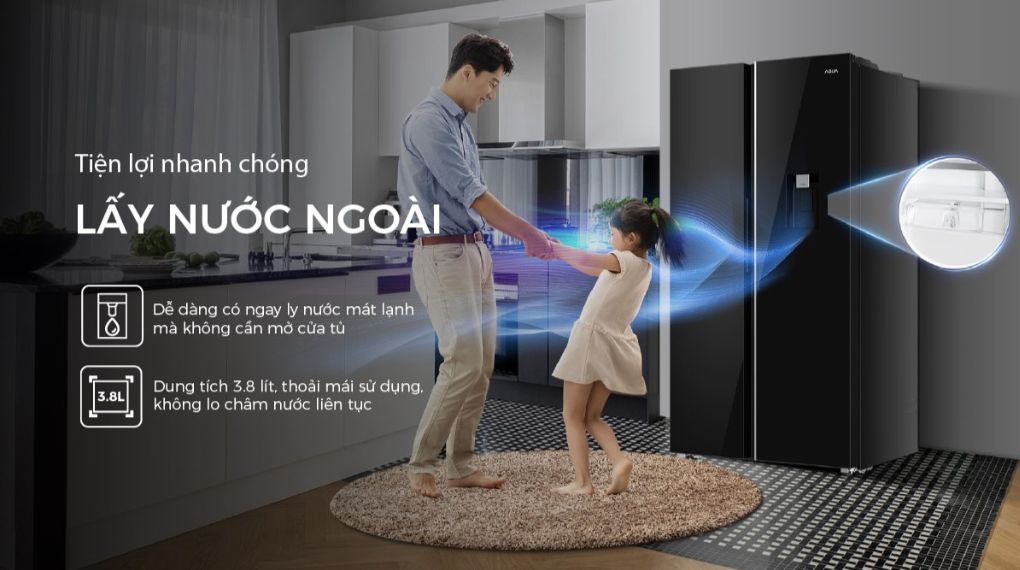 Tủ lạnh Aqua Inverter Side By Side 646 lít AQR-S682XA(WGB)