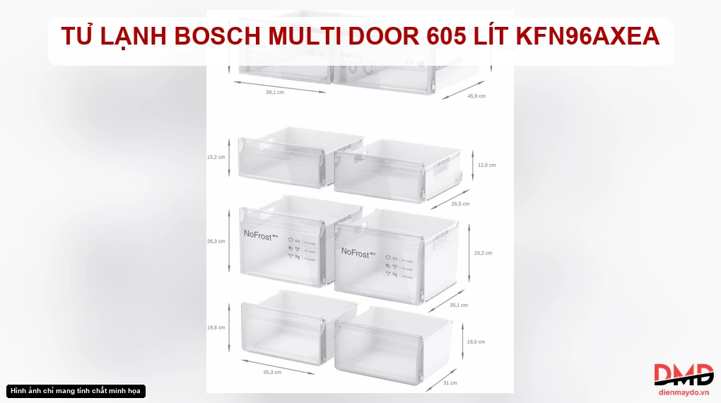 Tủ lạnh Bosch Multi Door 605 lít KFN96AXEA
