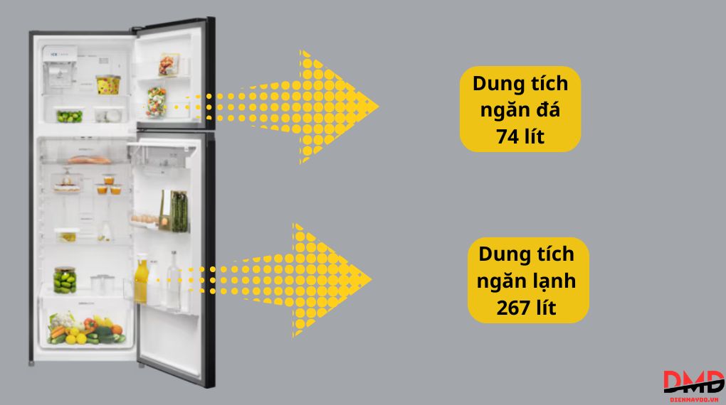 Tủ lạnh Electrolux Inverter 341 lít ETB3460L-B