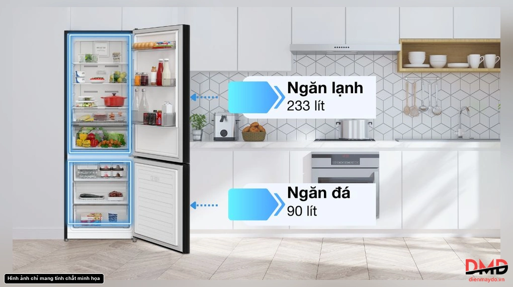 Tủ lạnh Hitachi Inverter 323 lít HRBN6340DGBKVN