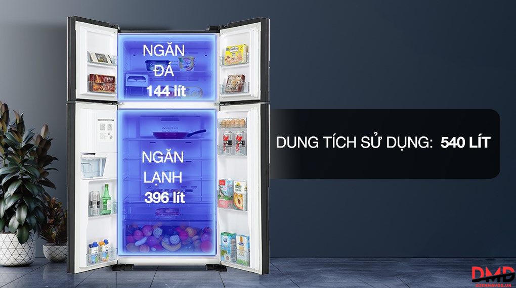 Tủ lạnh Hitachi Inverter Multi Door 540 lít R-FW690PGV7 GBK