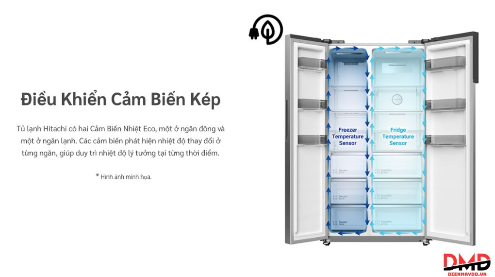 Tủ lạnh Hitachi Inverter Side By Side 525 lít HRSN9552DGBVN