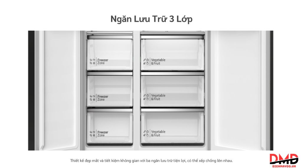 Tủ lạnh Hitachi Inverter Side By Side 525 lít HRSN9552DGBVN