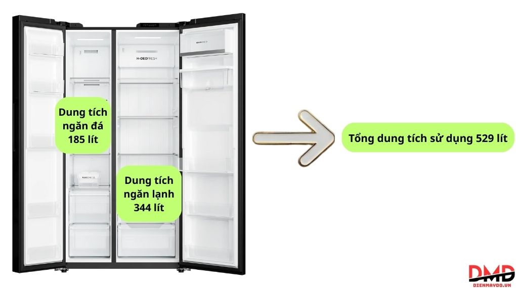 Tủ lạnh Hitachi Inverter Side By Side 529 lít HRSN9563DWDGBVN