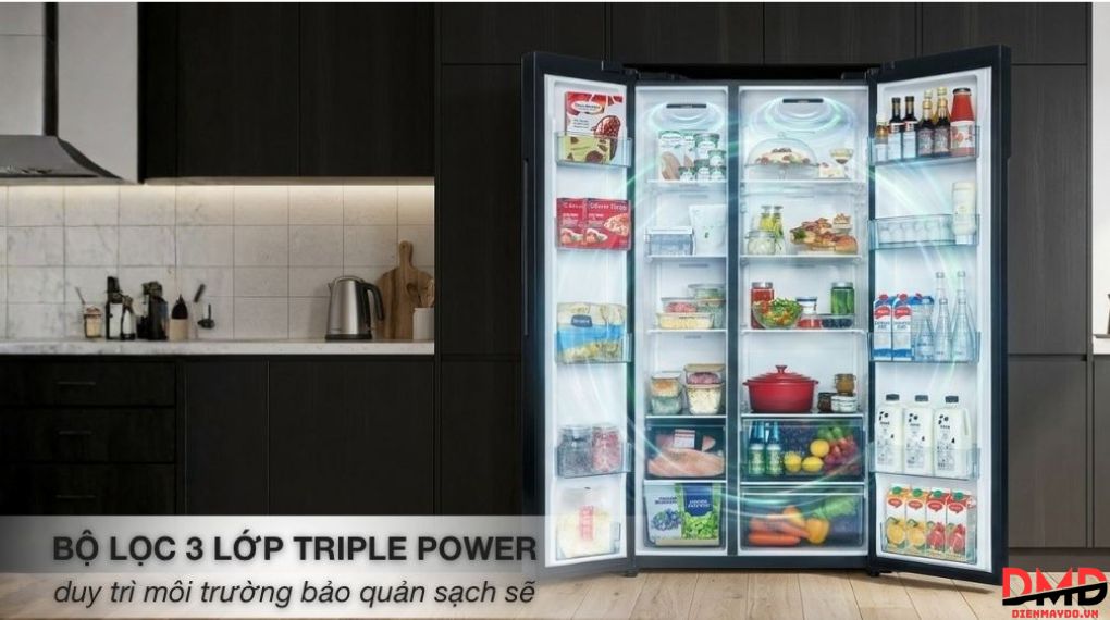 Tủ lạnh Hitachi Inverter Side By Side 656 lít HRSN9713ESGBKVN