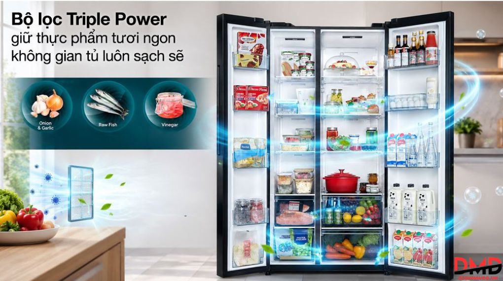 Tủ lạnh Hitachi Inverter Side By Side 656 lít HRSN9713ESMGWVN