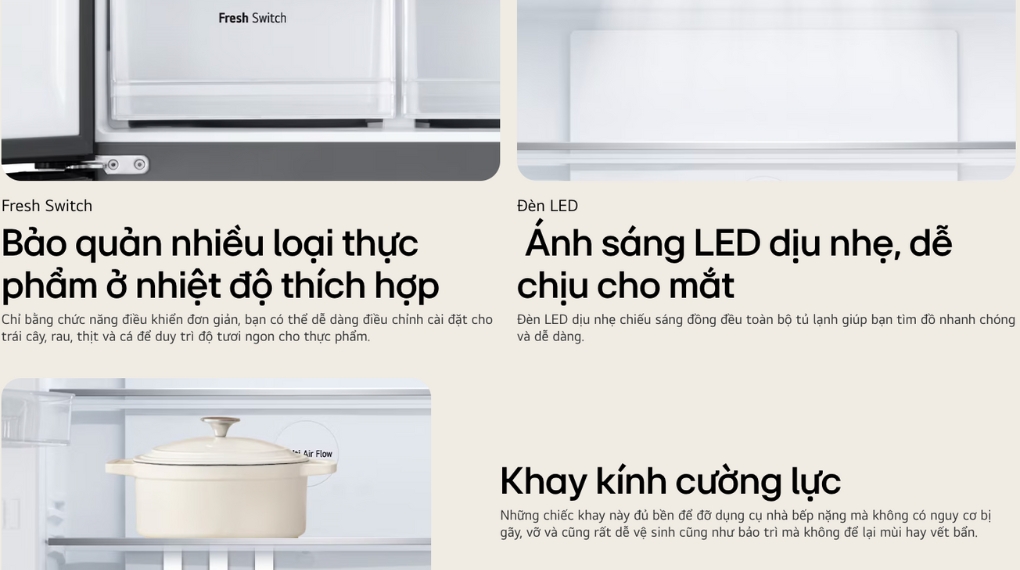 Tủ lạnh LG Inverter 474 lít LFB47BLG Multi Door