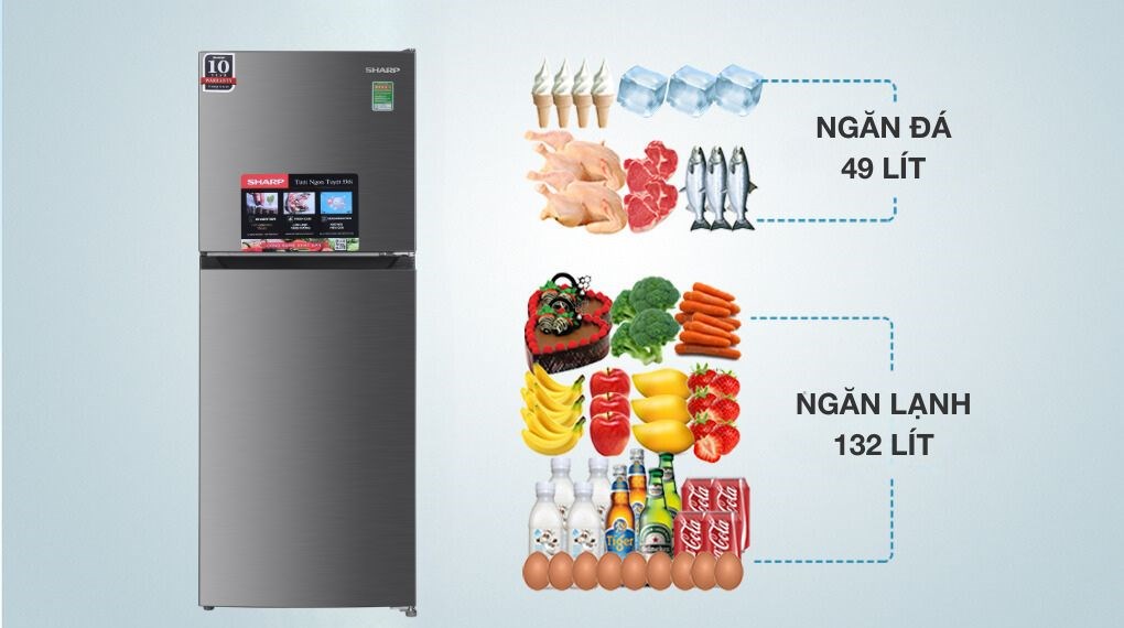 Tủ lạnh Sharp Inverter 181 lít SJ-X198V-SL