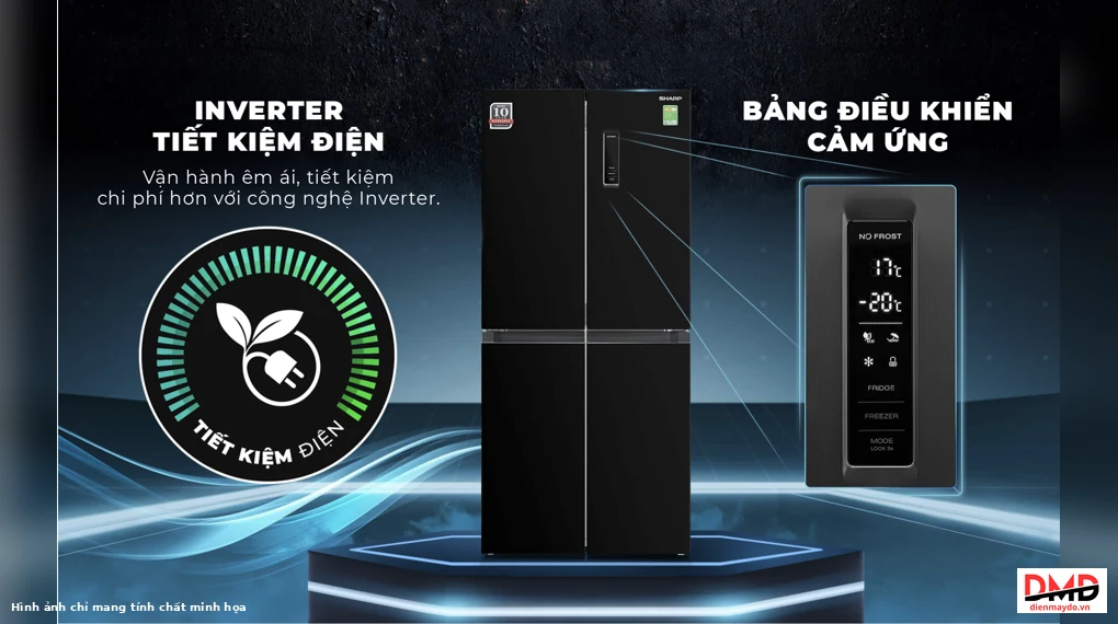 Tủ lạnh Sharp Inverter Multi Door 362 lít SJ-FX420V-BK