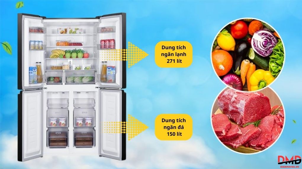 Tủ lạnh Sharp Inverter Multi Door 421 lít SJ-FXP510VG-BK