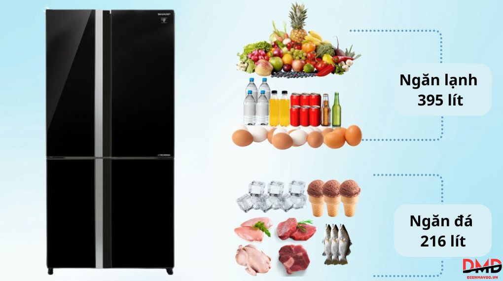 Tủ lạnh Sharp Inverter Multi Door 611 lít SJ-FXPI700VG-BK