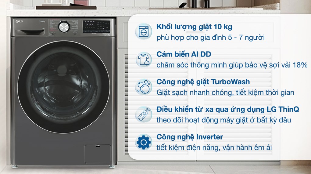 Khối lượng máy giặt phù hợp để sử dụng cho gia đình