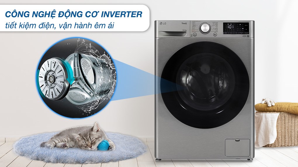 Máy giặt sấy LG AI DD Inverter giặt 10 kg sấy 6 kg FV1410D4P