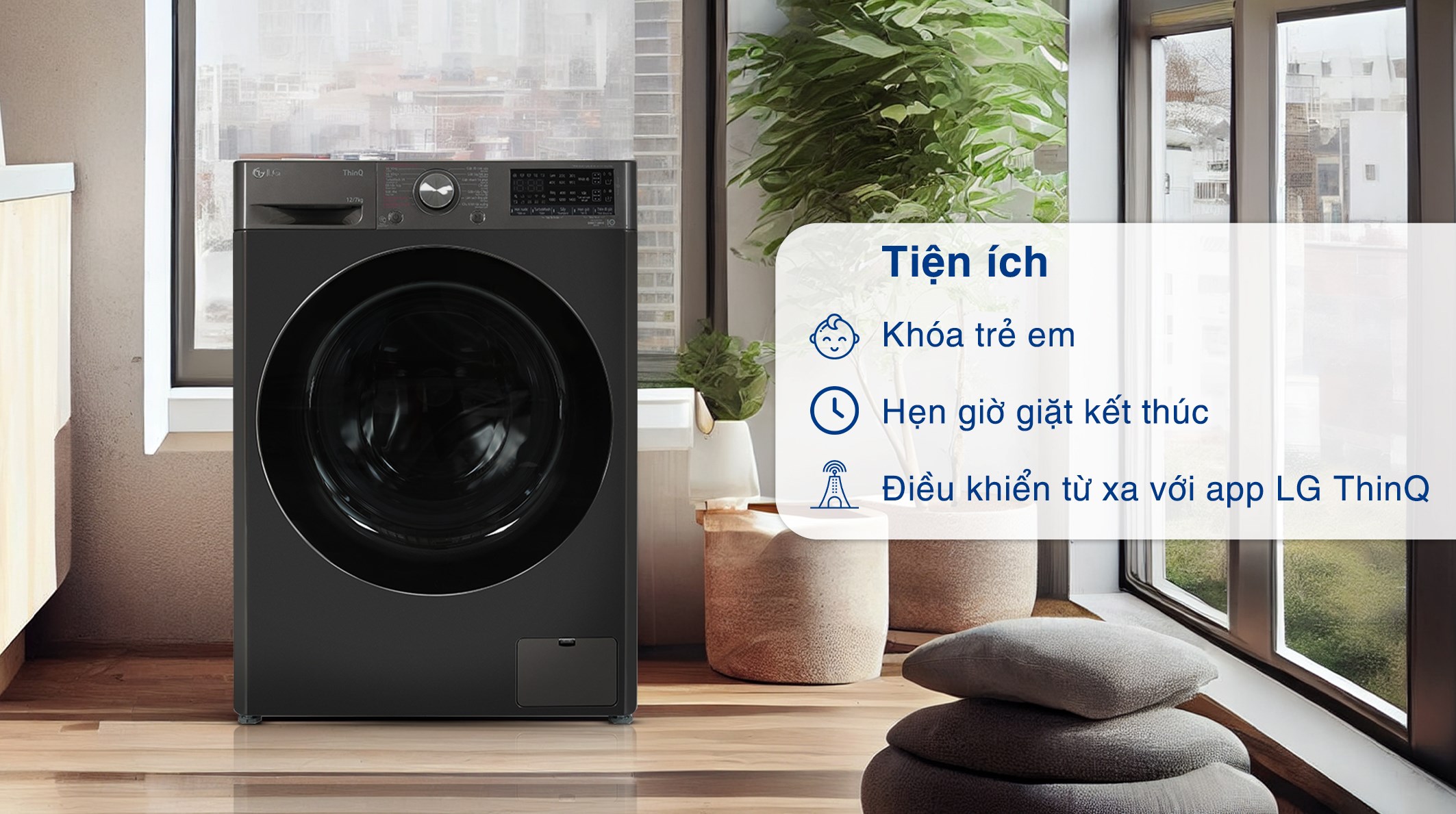 Máy giặt sấy LG Inverter giặt 12 kg sấy 7 kg FV1412H3BA